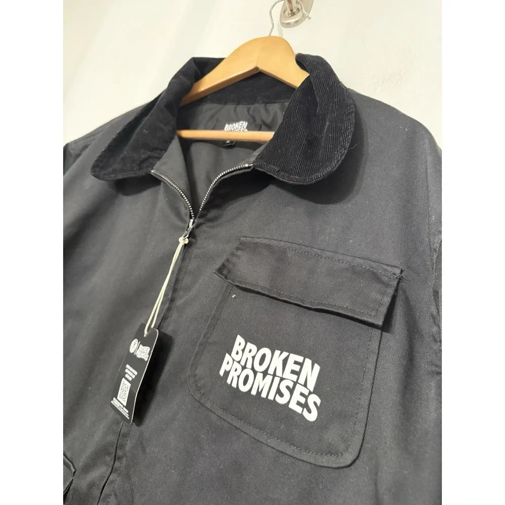 Broken Promises Mens Black Rabid Printed Work Jacket XL Chore Canvas NWT Skate‎